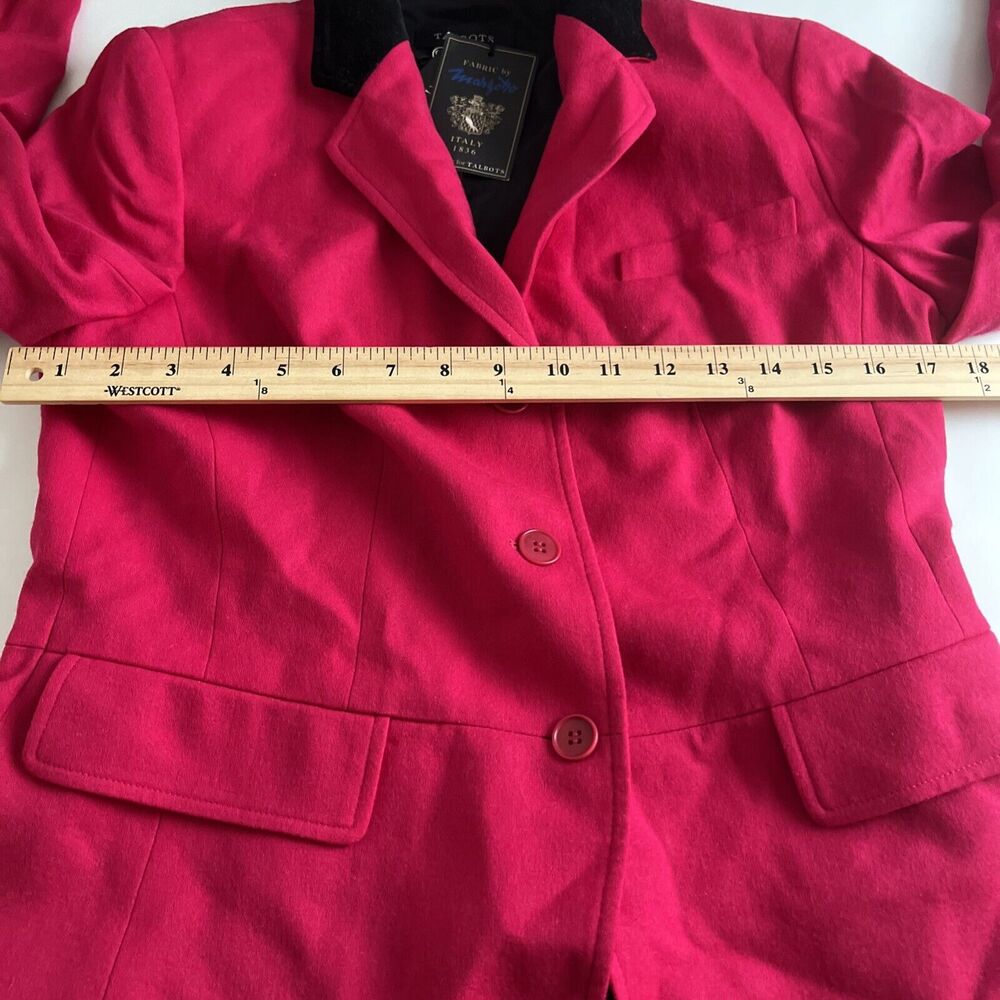 NEW Talbots Marzotto Blazer Size 8 Pink Black Velvet Lapel Pockets 99% Wool - Picture 6 of 14